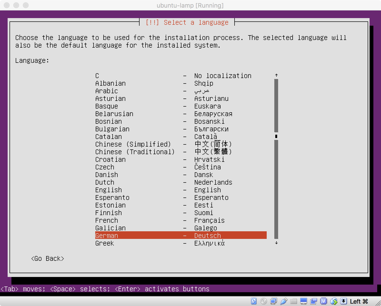 Ubuntu Installation - Sprache noch einmal wählen