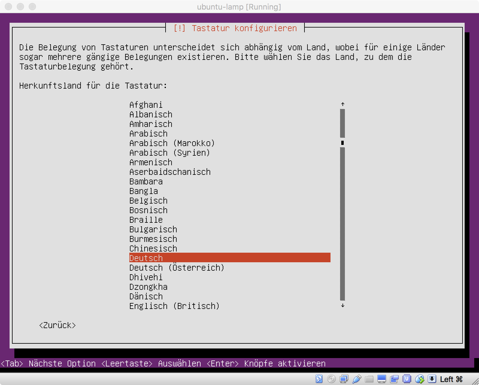 Ubuntu Installation - Tastatur-Layout
