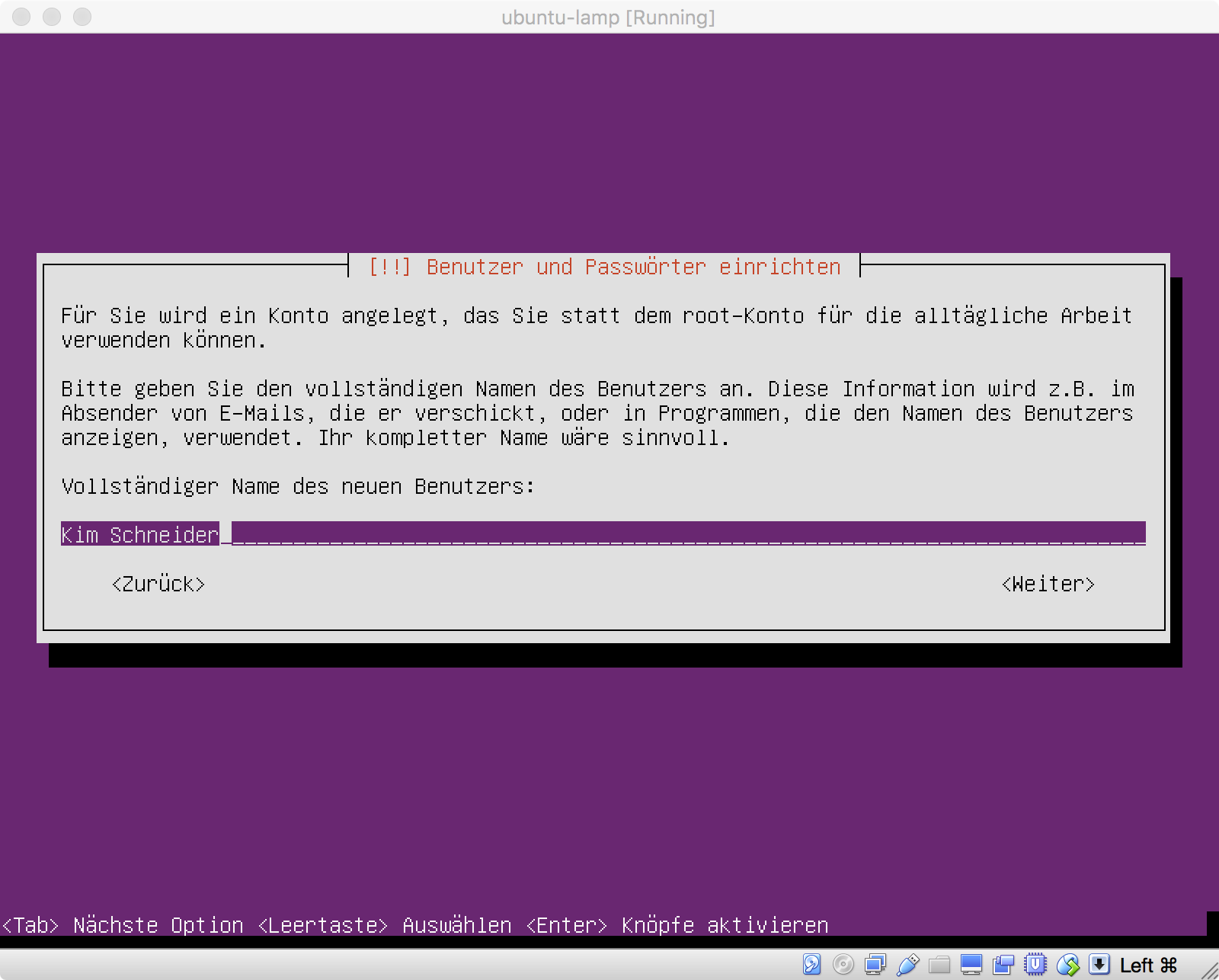 Ubuntu Installation - vollständiger Name